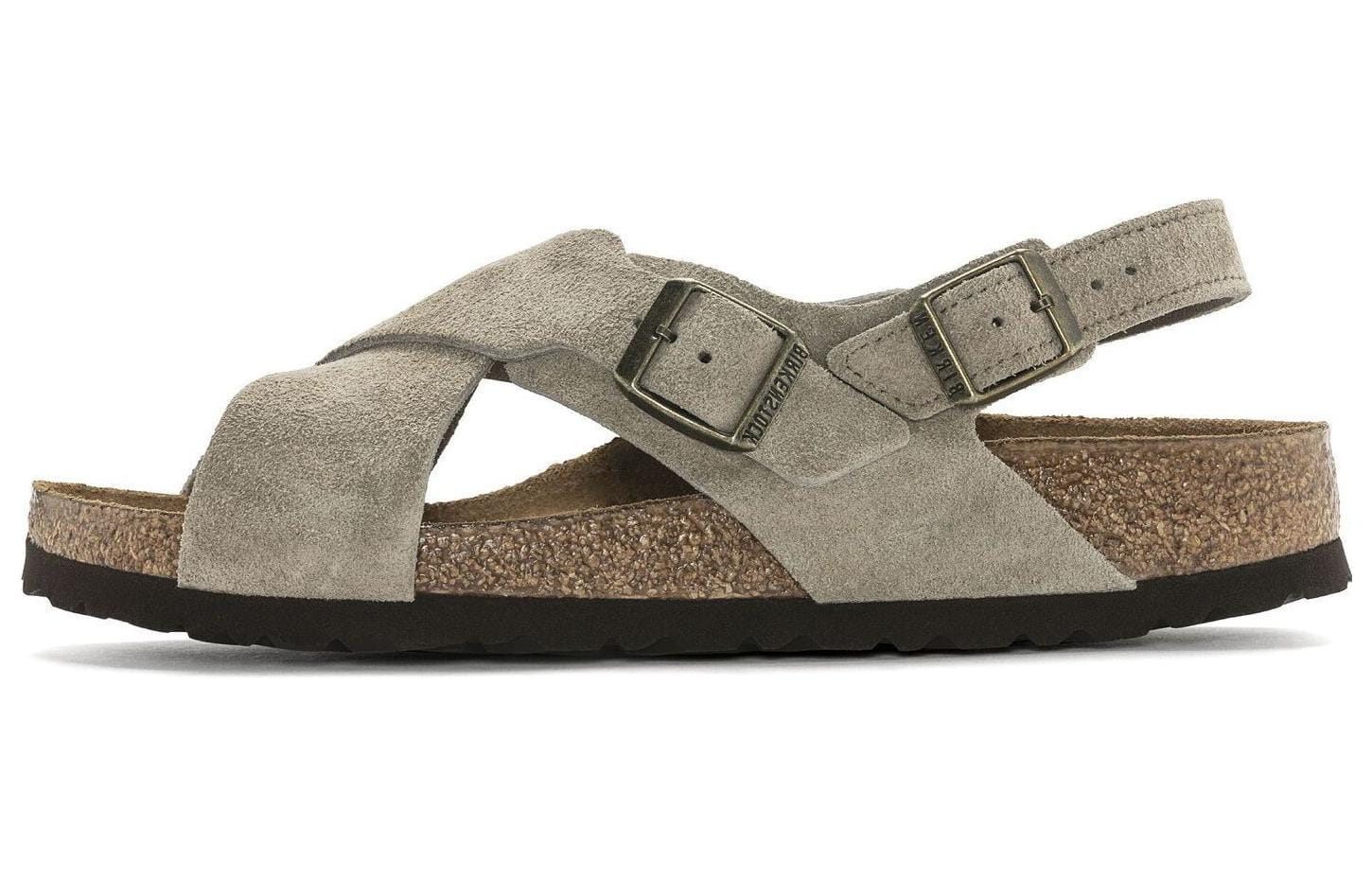 BIRKENSTOCK TULUM SUEDE LEATHER NARROW FIT SANDALS TAUPE