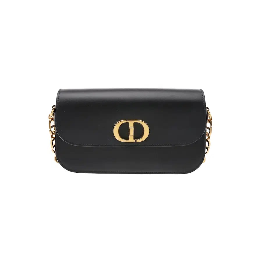 DIOR 30 MONTAIGNE 黑色亮皮斜背包