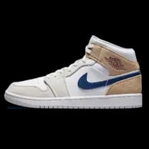 AIR JORDAN 1 MID WHITE TAN NAVY