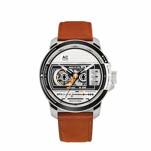 TACS AUTOMATIC CASSETTE WATCH CHROME CAMEL