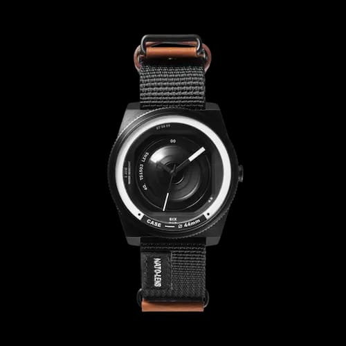 TACS CAMERA LENS QUARTZ WATCH NATO NYLON BROWN