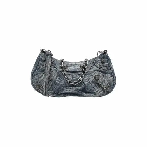 BALENCIAGA LE CAGOLE 牛仔丹寧腋下包鏈條包